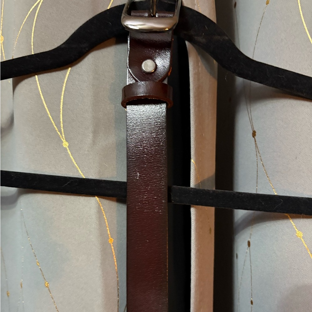 Brown Leather Belt with Silver Buckle